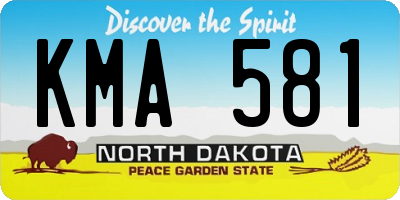 ND license plate KMA581