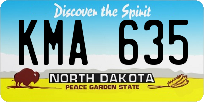 ND license plate KMA635