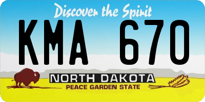 ND license plate KMA670