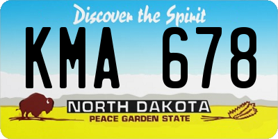ND license plate KMA678