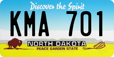 ND license plate KMA701