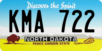 ND license plate KMA722