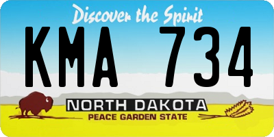 ND license plate KMA734