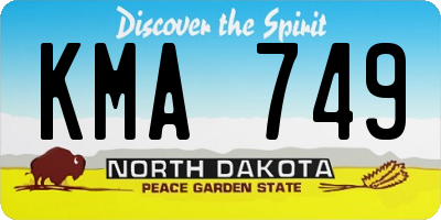 ND license plate KMA749