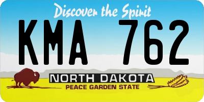 ND license plate KMA762