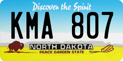 ND license plate KMA807