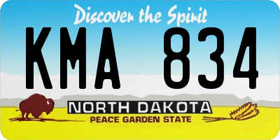 ND license plate KMA834