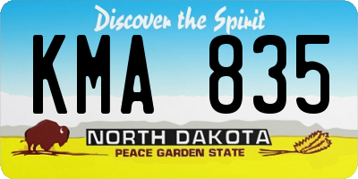 ND license plate KMA835