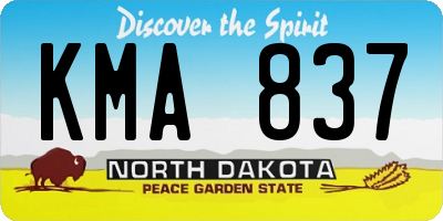 ND license plate KMA837