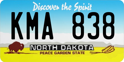 ND license plate KMA838