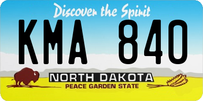 ND license plate KMA840
