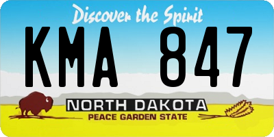 ND license plate KMA847