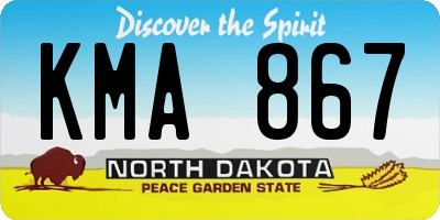 ND license plate KMA867
