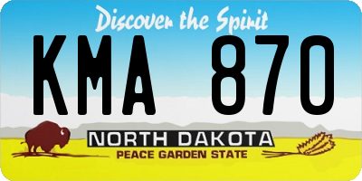 ND license plate KMA870