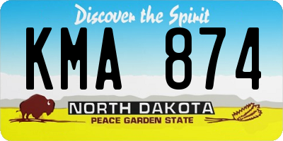 ND license plate KMA874