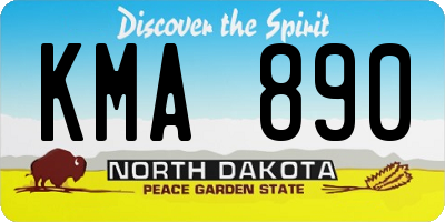 ND license plate KMA890