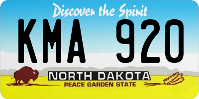 ND license plate KMA920