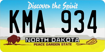 ND license plate KMA934