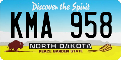 ND license plate KMA958
