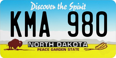 ND license plate KMA980