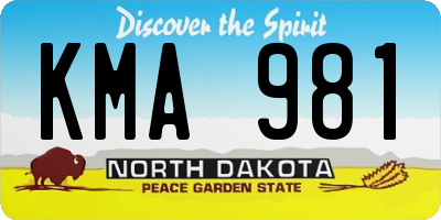 ND license plate KMA981