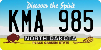 ND license plate KMA985