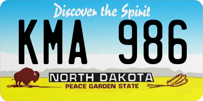 ND license plate KMA986