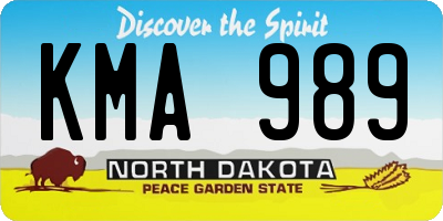 ND license plate KMA989