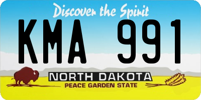 ND license plate KMA991