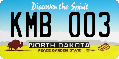 ND license plate KMB003