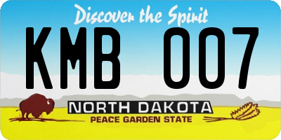 ND license plate KMB007