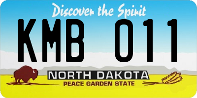 ND license plate KMB011