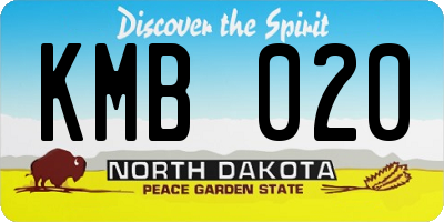 ND license plate KMB020