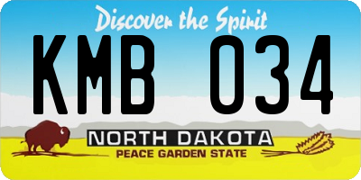 ND license plate KMB034