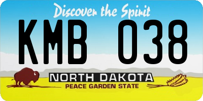 ND license plate KMB038