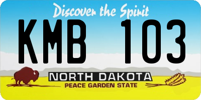 ND license plate KMB103