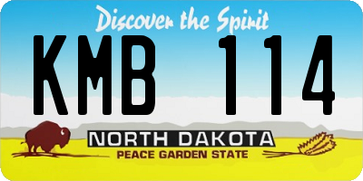 ND license plate KMB114