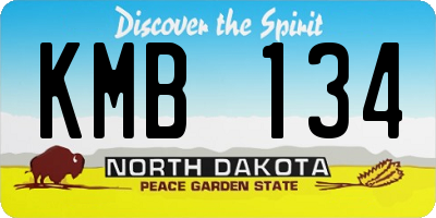 ND license plate KMB134