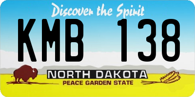 ND license plate KMB138