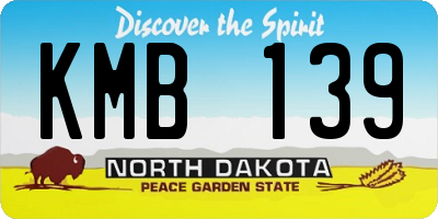 ND license plate KMB139