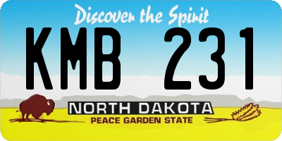 ND license plate KMB231