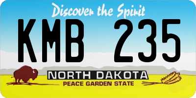 ND license plate KMB235