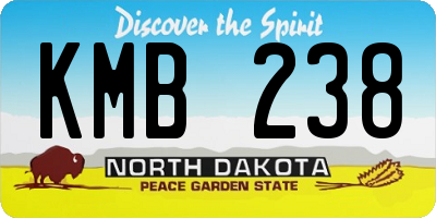 ND license plate KMB238