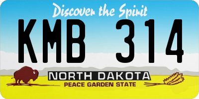 ND license plate KMB314