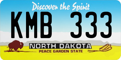 ND license plate KMB333