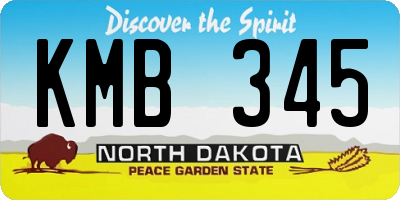 ND license plate KMB345