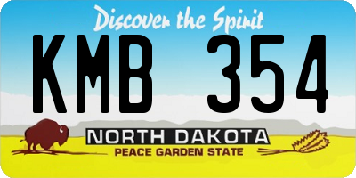 ND license plate KMB354