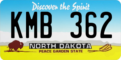 ND license plate KMB362
