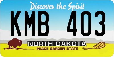 ND license plate KMB403