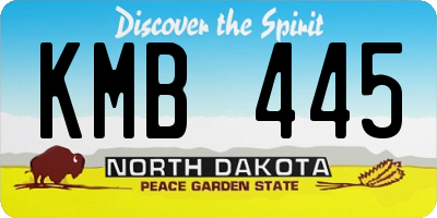 ND license plate KMB445